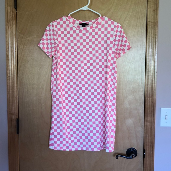 Pink and White Checkered Mini Dress - Picture 1 of 3